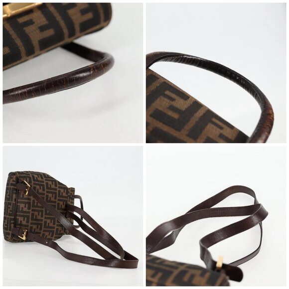 FENDI Zucca Canvas Backpack Black Brown gold Auth 133306 - Picture 16 of 16